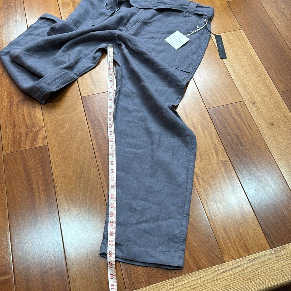 NWT Tahari Women Linen Blueish Grey‎ Pants Elastic Waist size XL - Picture 12 of 12